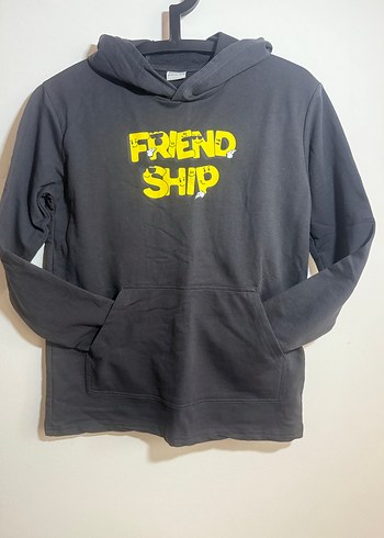 Siyah Baskılı Kapüşonlu Erkek Sweatshirt - Görsel 2