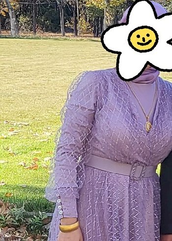 Detaylı lila Uzun Abiye Elbise