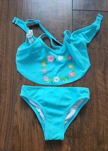 Çiçek Baskılı Turkuaz Kız Bikini