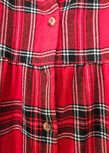 Kız Çocuk Renkli Kareli Düğmeli Elbise - Görsel 2