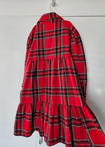 Kız Çocuk Renkli Kareli Düğmeli Elbise - Görsel 6