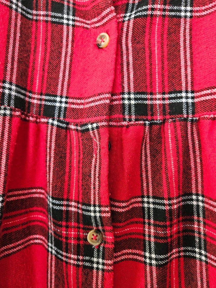 Kız Çocuk Renkli Kareli Düğmeli Elbise - Görsel 2