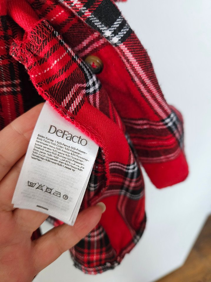 Kız Çocuk Renkli Kareli Düğmeli Elbise - Görsel 4