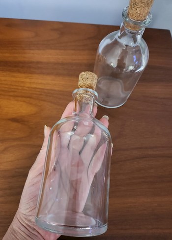 Mantarlı Şeffaf Cam Şişe Seti - Görsel 5