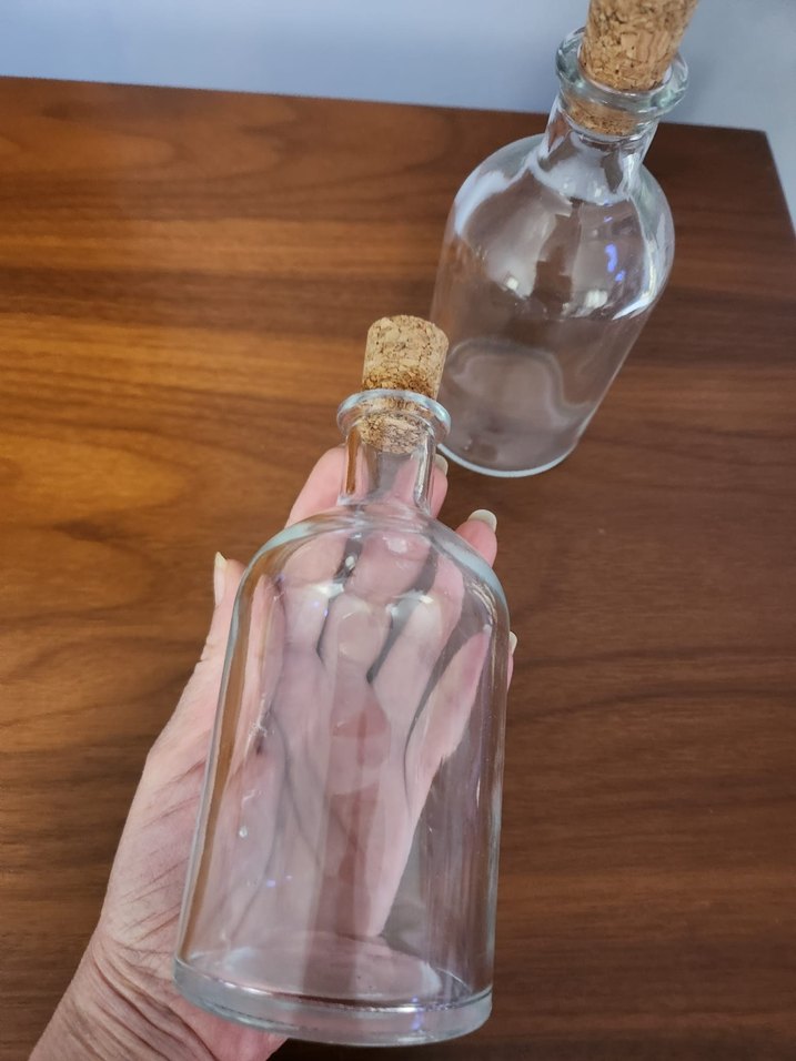 Mantarlı Şeffaf Cam Şişe Seti - Görsel 5