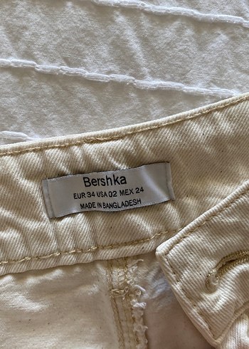 Bershka Bej Kadın Keten Salaş Midi Pantolon