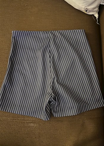 Düğmeli Mavi Mini Şort Etek - Görsel 3