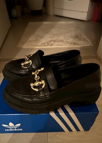 Siyah Deri Tokalı Platform Topuklu Loafer - Görsel 2