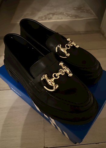 Siyah Deri Tokalı Platform Topuklu Loafer - Görsel 3