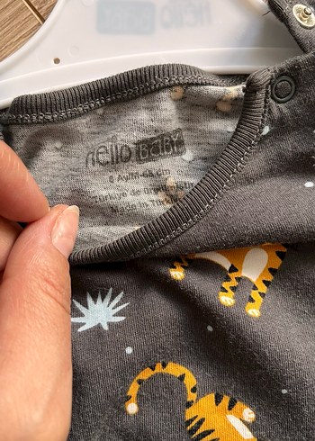 HelloBaby Gri Baskılı Erkek Bebek Kısa Kollu Tulum