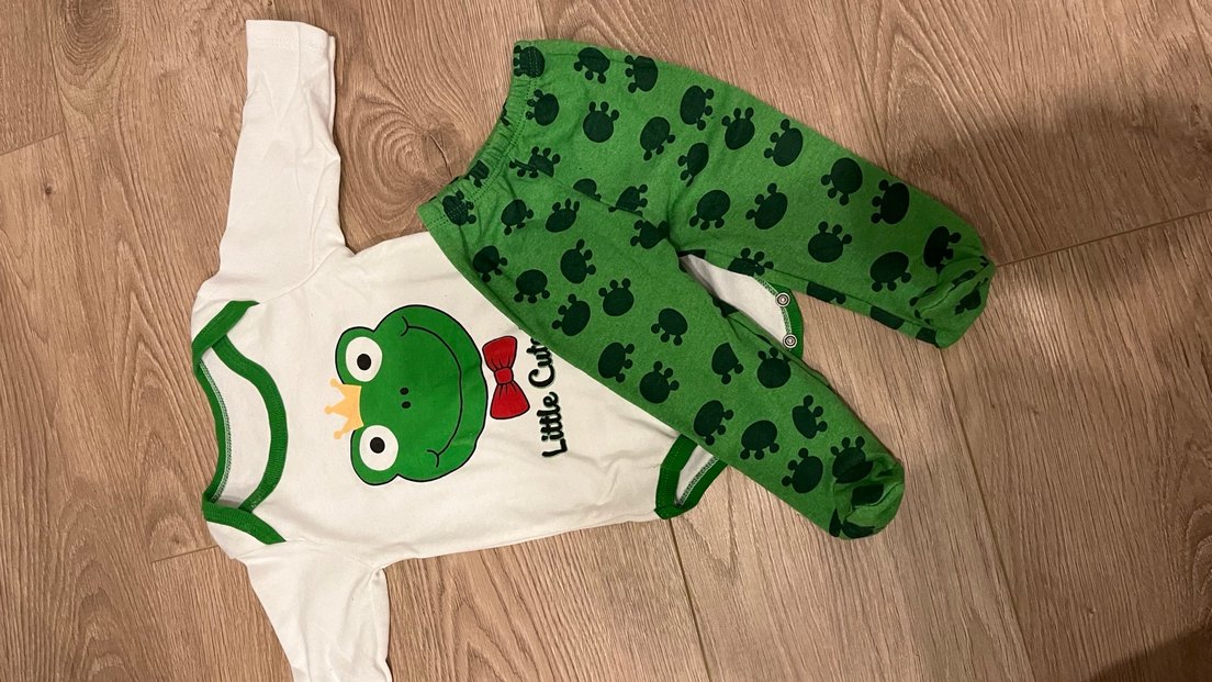 Uzun Kollu Baskılı Bebek Takımı Yeşil - Görsel 2