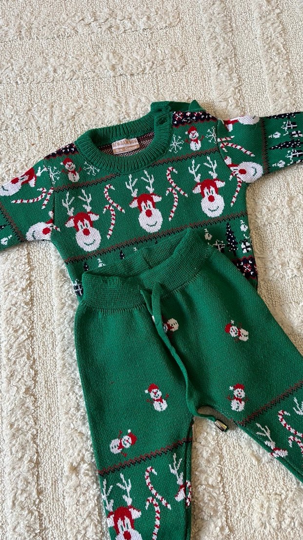 Nakışlı, Renkli Örgü Bebek Erkek Takımı - Görsel 2