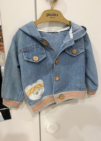 Düğmeli Kapüşonlu Erkek Çocuk Kot Ceket - Görsel 2