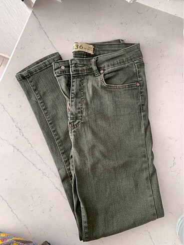 Skinny haki rengi jean