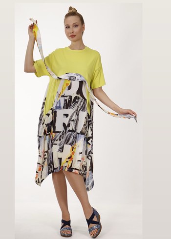 Desenli Neon Yeşili Spor Elbise - Görsel 3