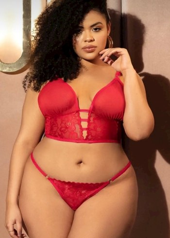 Kırmızı Dantelli Mini Askılı Kadın Gecelik - Görsel 2