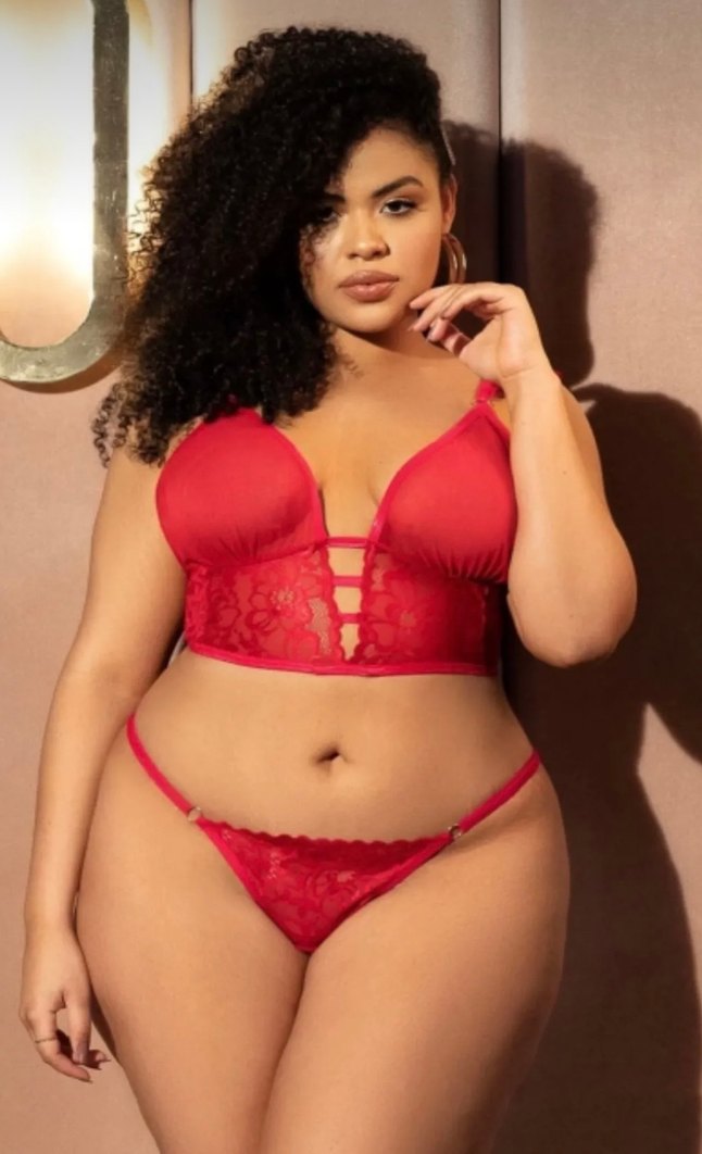 Kırmızı Dantelli Mini Askılı Kadın Gecelik - Görsel 2