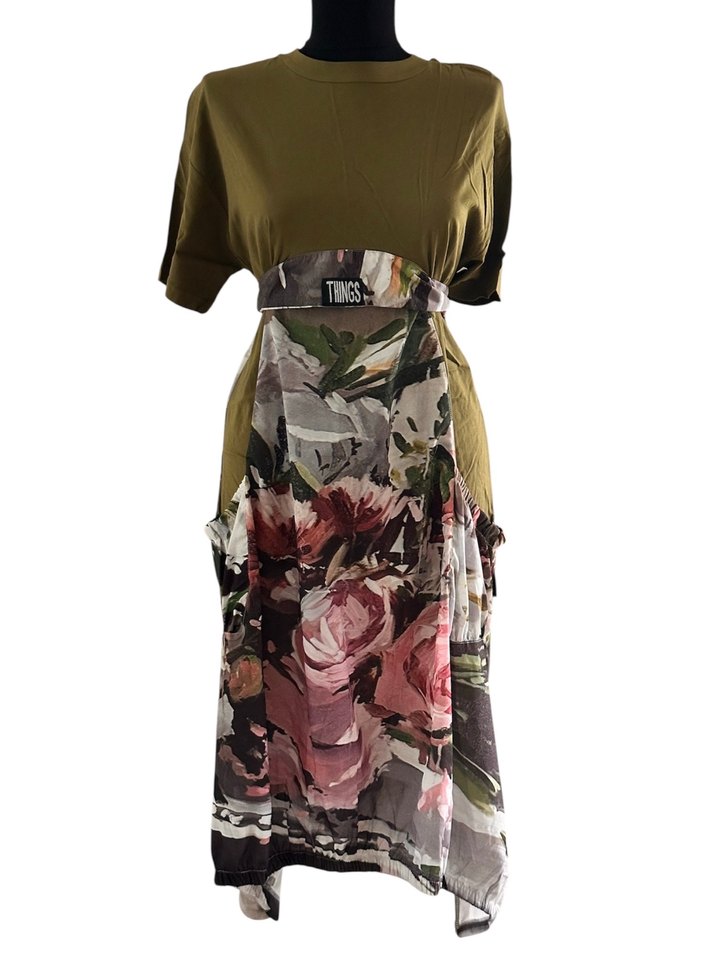 Haki Renkli Baskılı Salaş Spor Elbise - Görsel 2