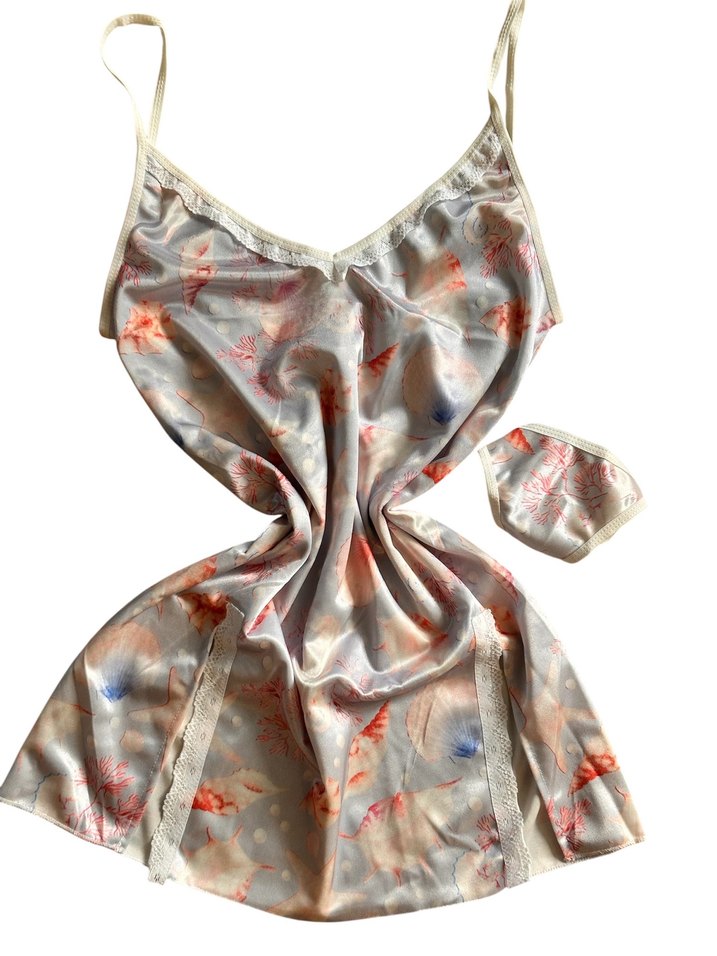 Beyaz Mini Saten Gecelik - Görsel 2