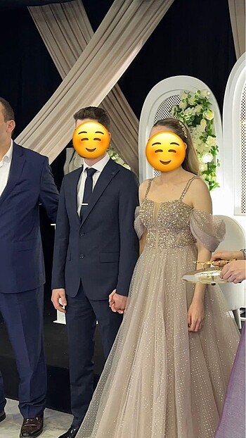 OMUZ DETAYLI SİMLİ TÜLLÜ ABİYE (ÖZEL DİKİM)