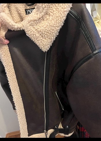 Zara Kahverengi Kürklü Deri Kadın Ceket