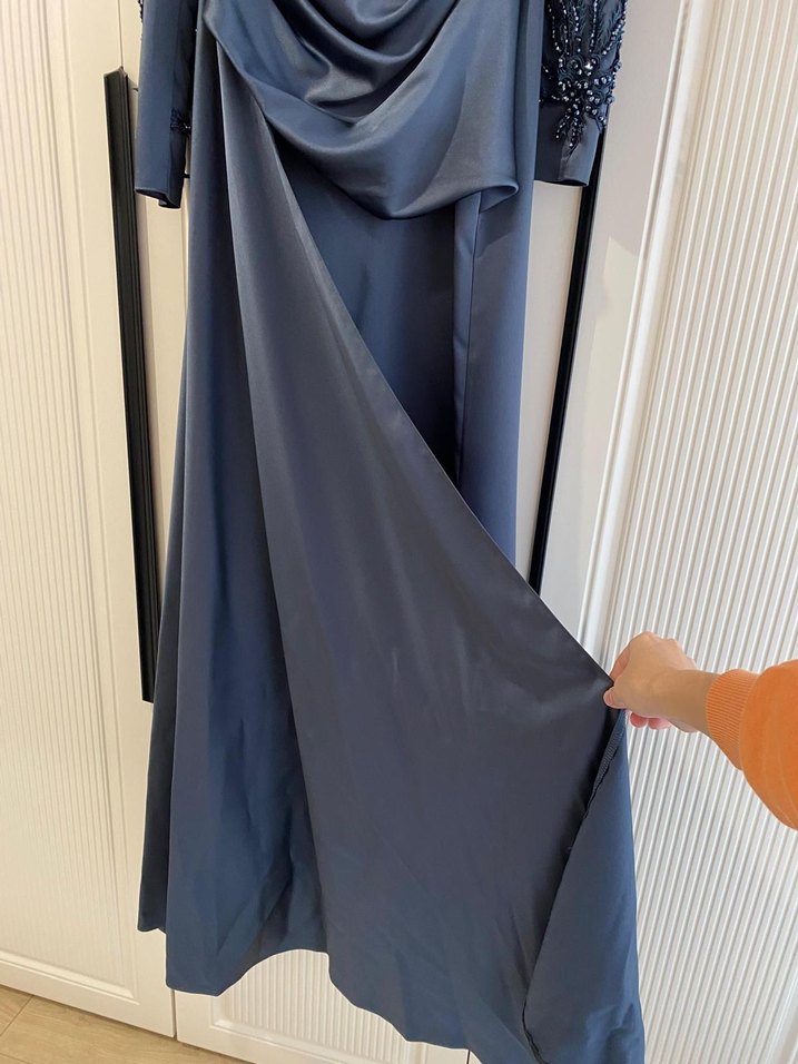 Uzun Kollu Füme Modern Klasik abiye - Görsel 4