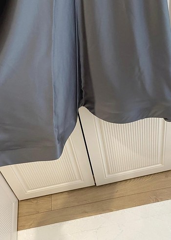 İşlemeli Gri Uzun Kollu Abiye Elbise - Görsel 4