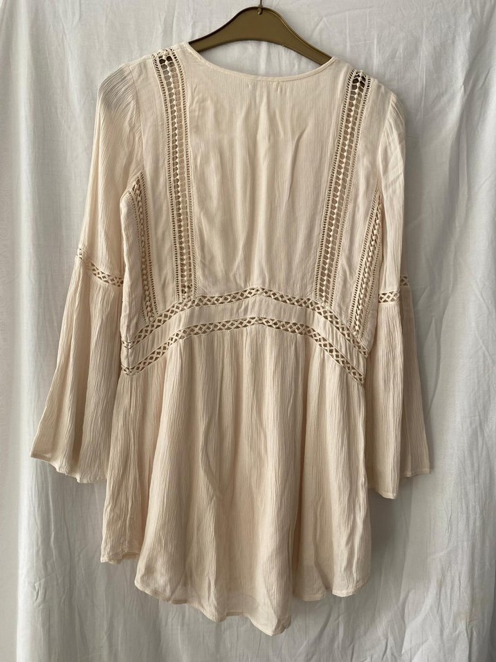 Bej Nakışlı Uzun Kollu Bluz - Görsel 2
