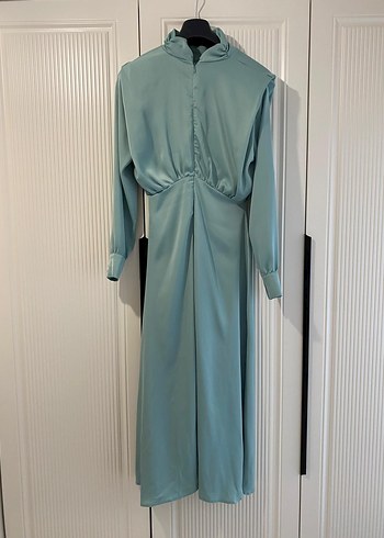 Heqa Uzun Mint yeşili Kadın Abiye Elbise - Görsel 3