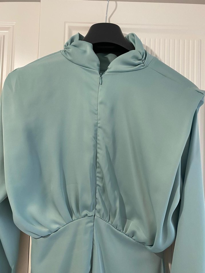 Heqa Uzun Mint yeşili Kadın Abiye Elbise - Görsel 4