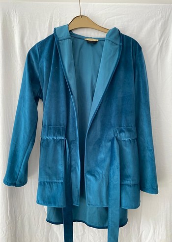 Petrol Süet Drapeli Ceket - Görsel 2