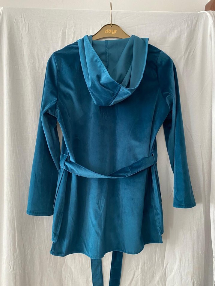 Petrol Süet Drapeli Ceket - Görsel 3