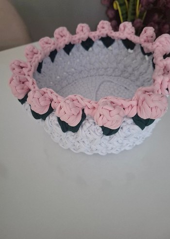 Diğer Pembe Pastel Örgü Sepet