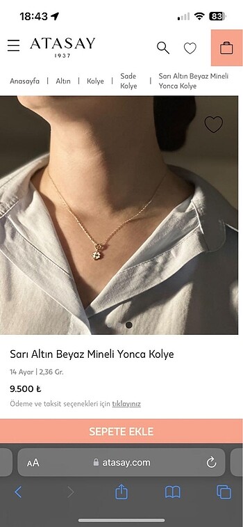 Atasay altın kolye