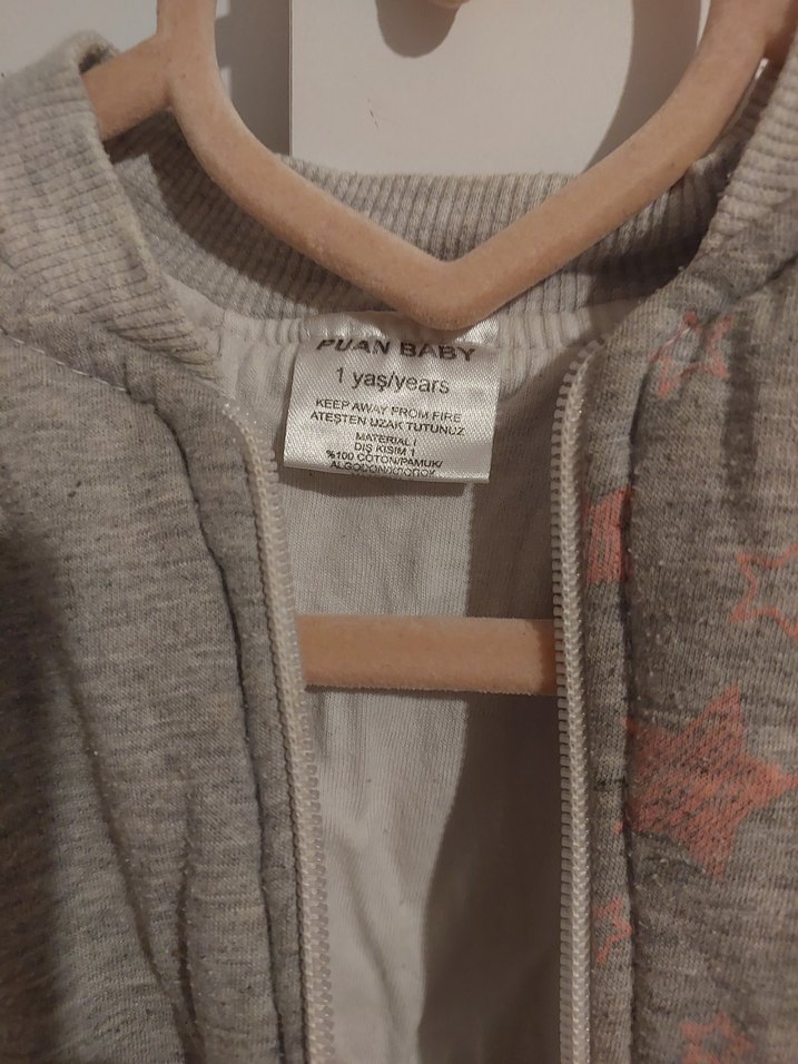 Gri Bebek Kız Tulumu Fermuarlı - Görsel 2