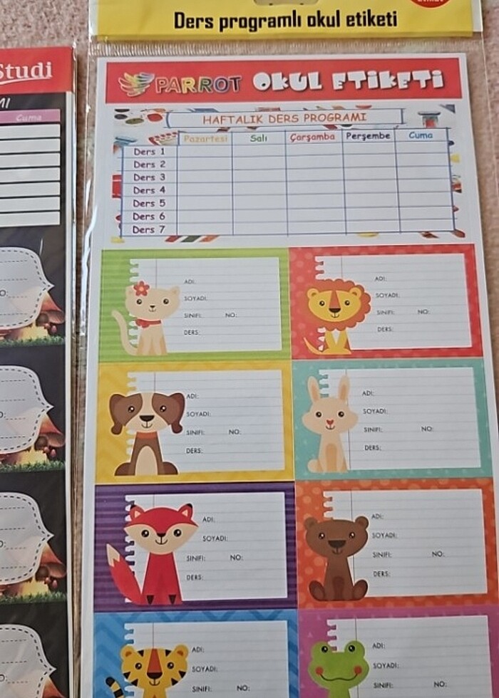Ders programlı 48 adet okul etiketi  - Görsel 2