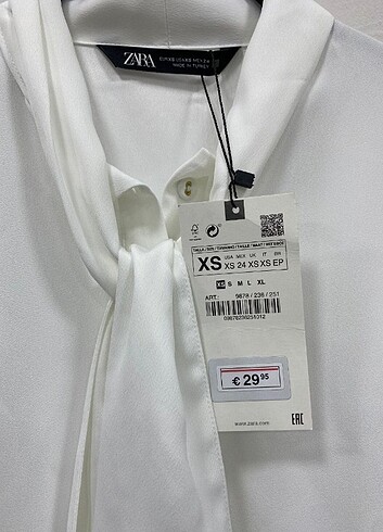 xs Beden beyaz Renk Zara fular detaylı gömlek