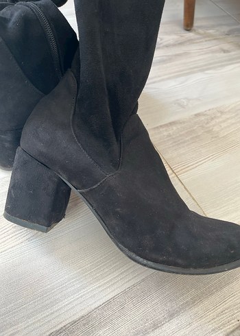 40 Beden siyah Renk Siyah Süet Tokalı Dizüstü Topuklu Çizme