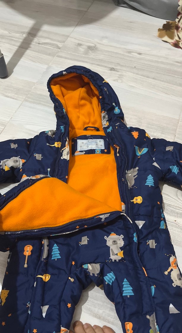 Erkek Bebek Mavi Desenli Tulum mont - Görsel 3