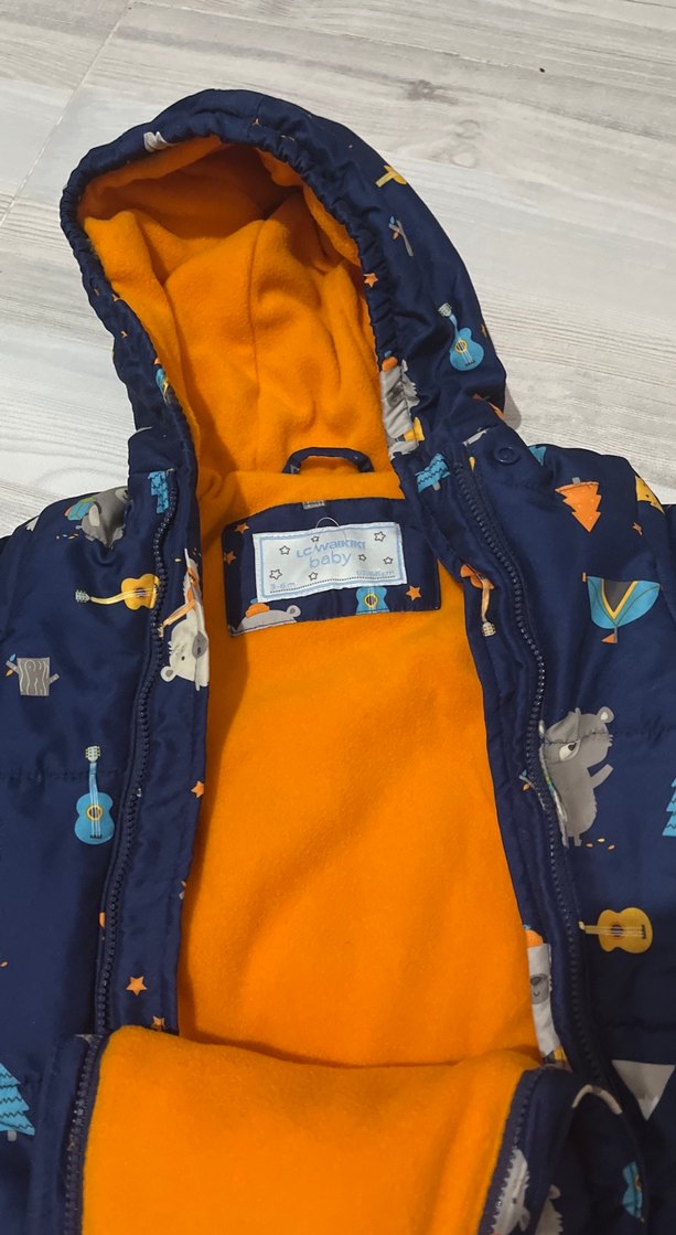 Erkek Bebek Mavi Desenli Tulum mont - Görsel 2