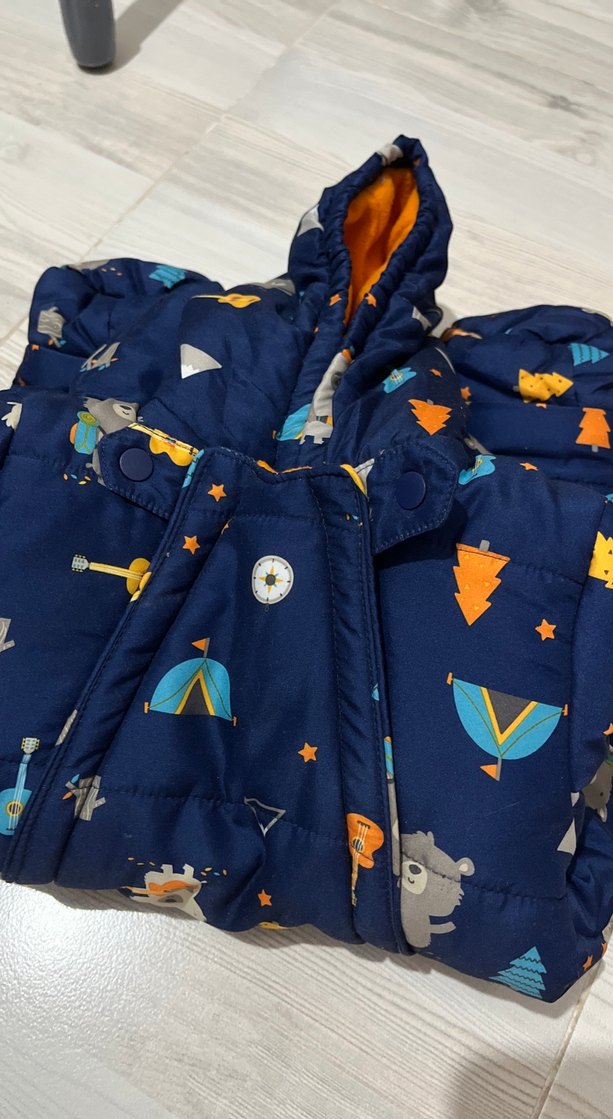 Erkek Bebek Mavi Desenli Tulum mont - Görsel 4