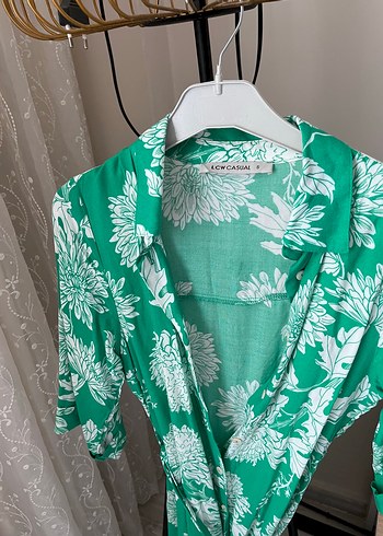 s Beden Yeşil Çiçekli Uzun Bohem Kadın Kimono