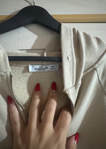 Koton Gri Bej Kapüşonlu Fermuarlı Kadın Sweatshirt