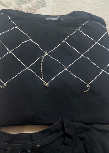 H&M Siyah Pamuklu Kadın tshirt