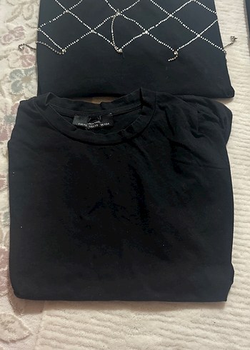 s Beden Siyah Pamuklu Kadın tshirt