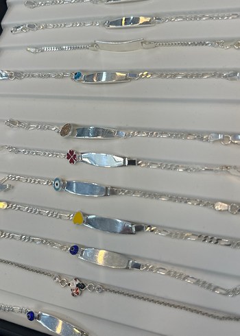 gümüş bebek bileklik Zincir Detaylı Renkli Nakışlı Bileklik - Görsel 2