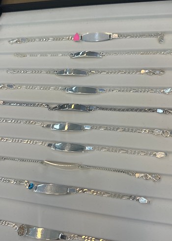 gümüş bebek bileklik Zincir Detaylı Renkli Nakışlı Bileklik - Görsel 3