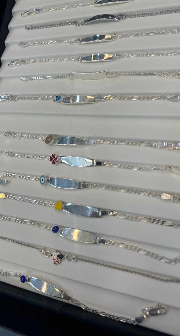 gümüş bebek bileklik Zincir Detaylı Renkli Nakışlı Bileklik - Görsel 2