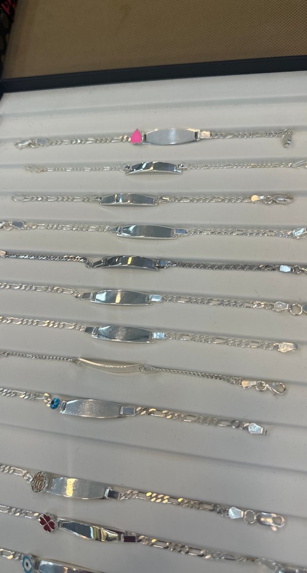 gümüş bebek bileklik Zincir Detaylı Renkli Nakışlı Bileklik - Görsel 3