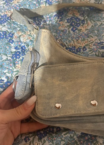 Beden Gri Denim Bohem Kadın Çanta